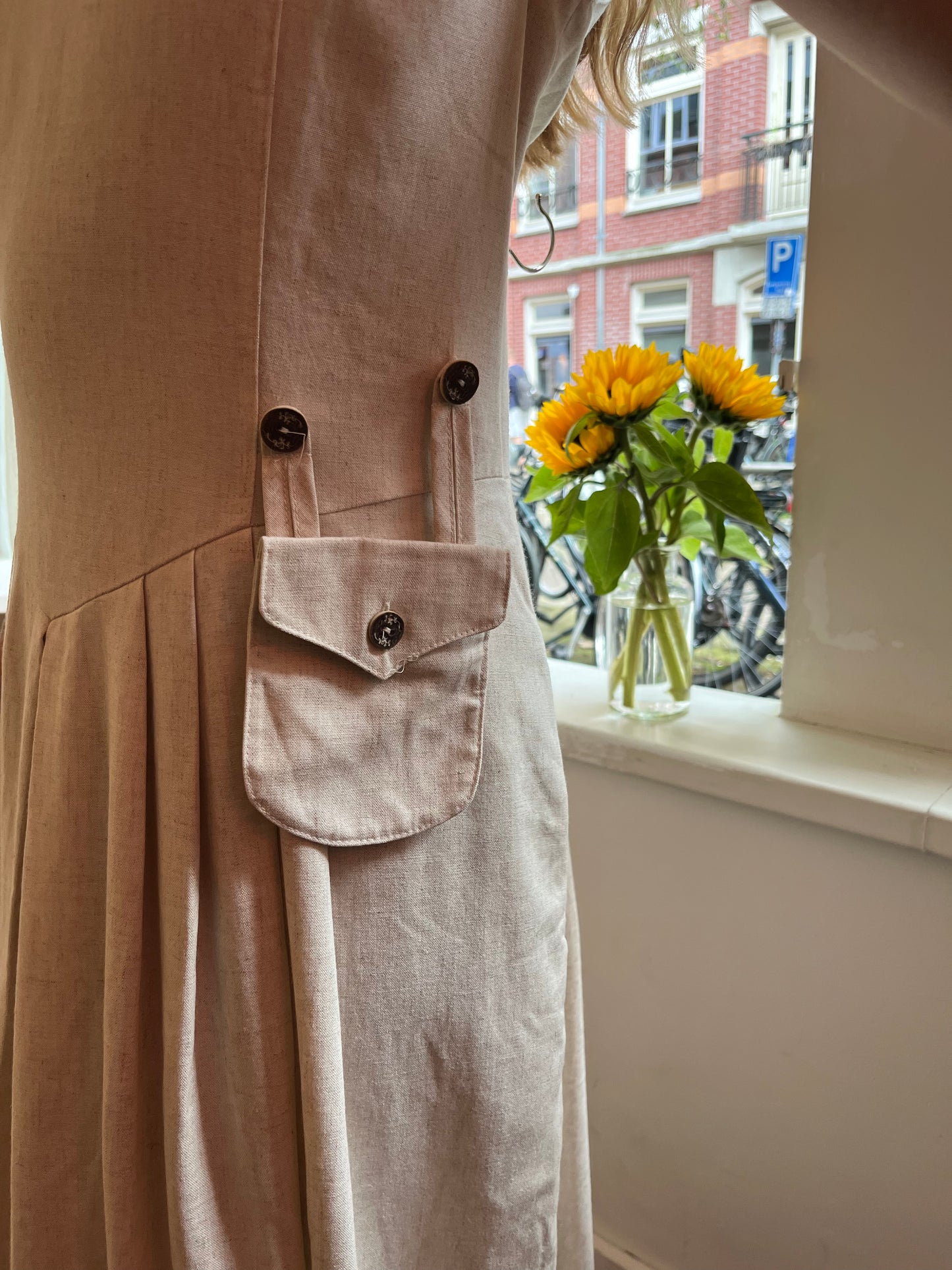 Linen Dress with Unique Pocket Detail